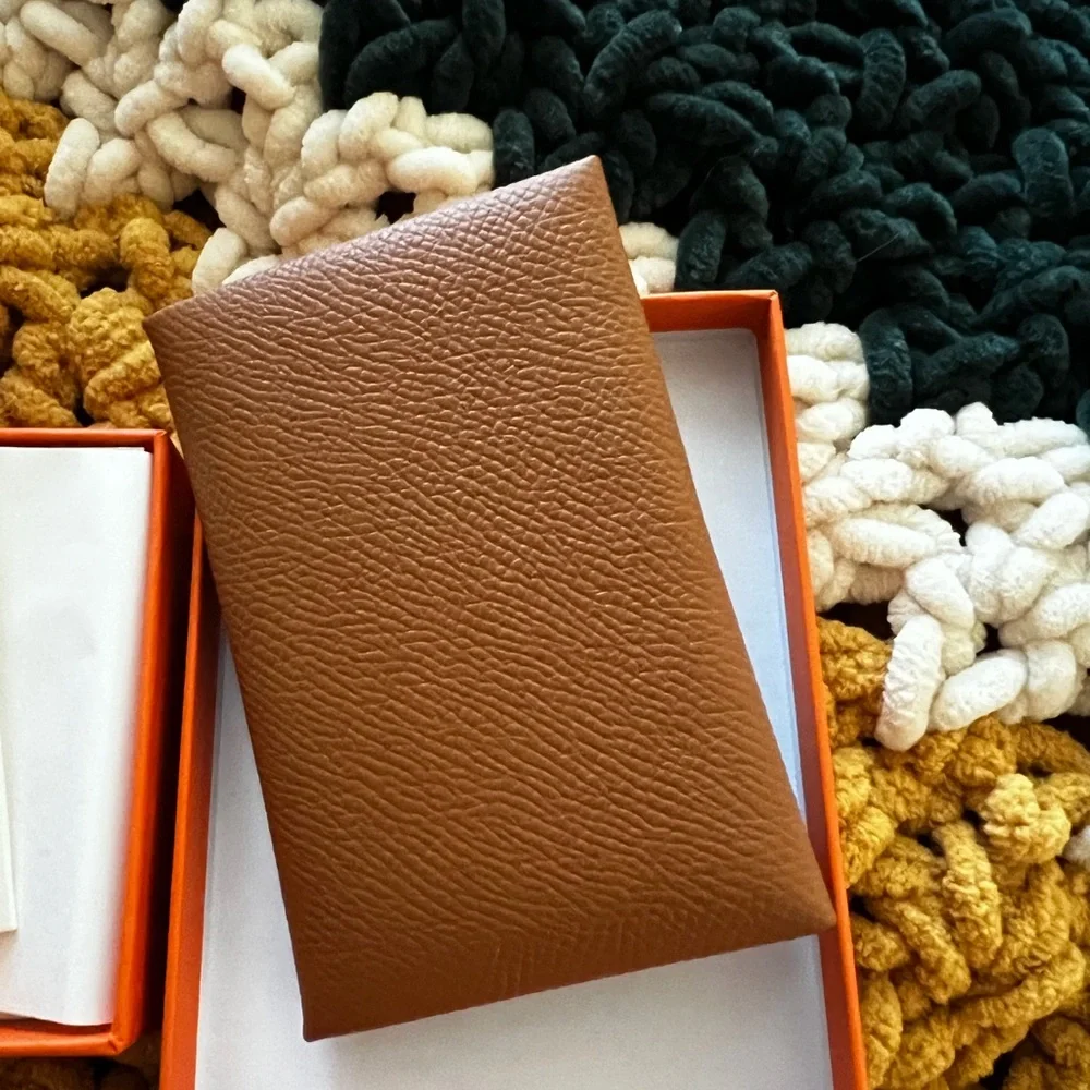 Authentic Hermès Calvi Card Holder Epsom Leather in Gold (New)